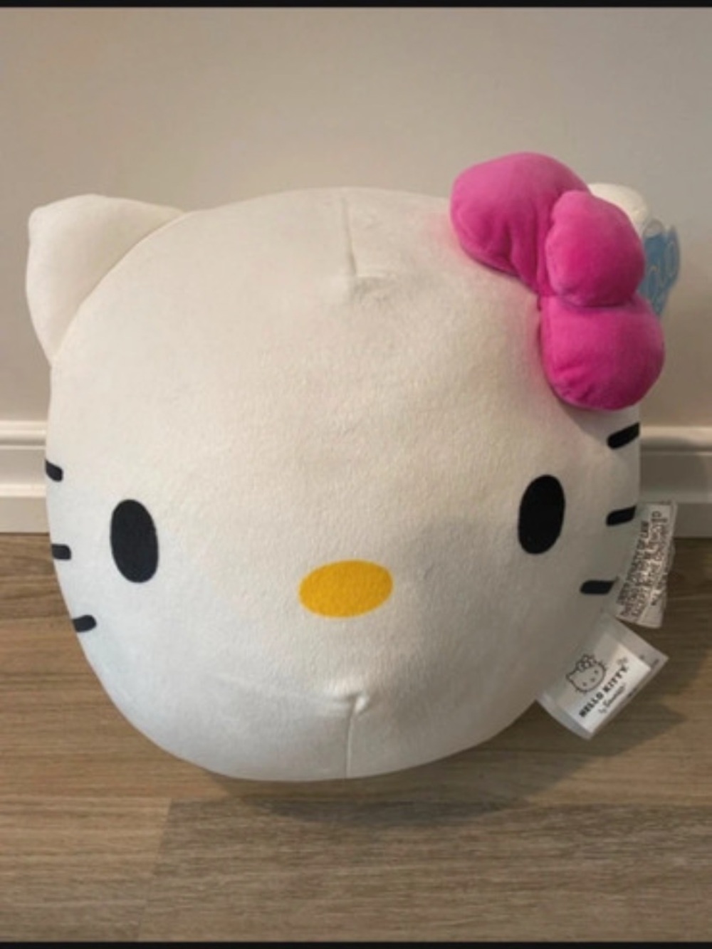 Hello Kitty Plush Face Pillow - White with Pink Bow